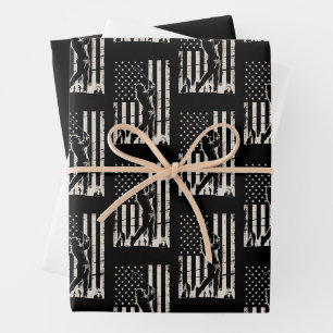Golf American Flag Gifts Birthday Father's Day Wrapping Paper Sheets