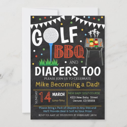 Golf and BBQ Baby Shower Invitation