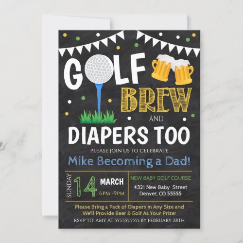 Golf and Beer Baby Shower Invitation