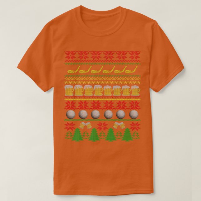 Golf and Beer Ugly Christmas Sweater Funny Holiday (Design Front)