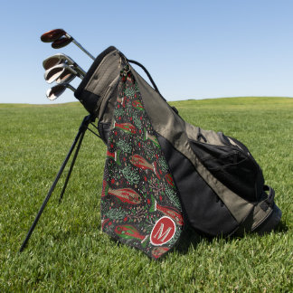 Golf and Fishing Brook Trout Red Green Gray Towel
