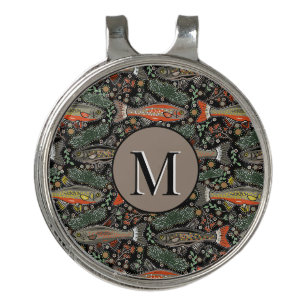 Golf and Fishing Gray Orange Personalized Hat Clip