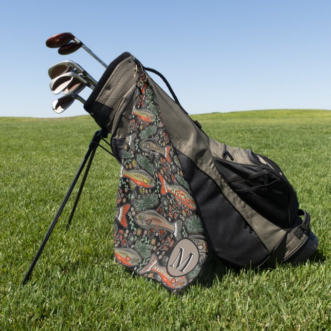 Golf and Fishing Gray Orange Personalized Towel (Green)