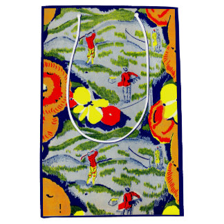 golf and flowers print medium gift bag