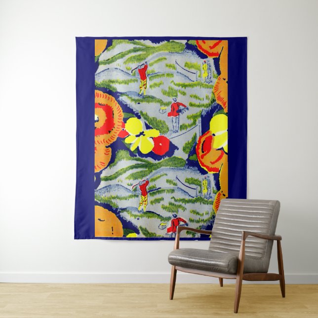 golf and flowers tapestry (In Situ)