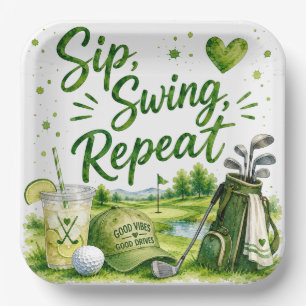 Golf and Giggles Funny Golf Watercolor  Paper Plates