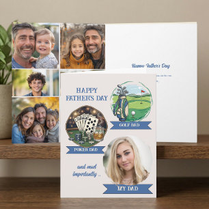 Golf and Poker My Dad Photo Collage Fathers Day Card