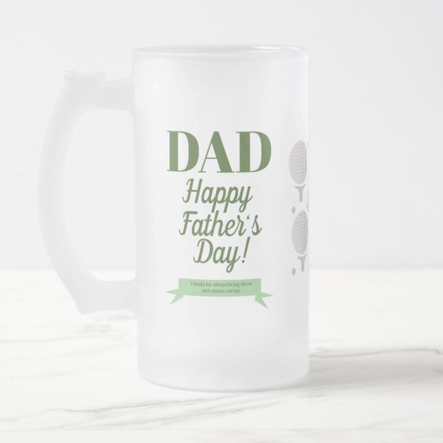 Golf and Tee Green Photo Fathers Day Frosted Glass Beer Mug (Left)