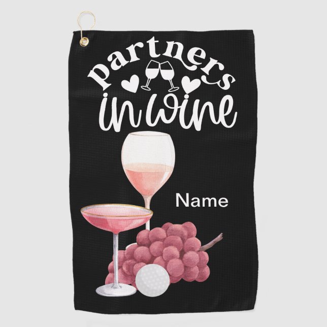 Golf and wine for golfer  funny saying quotes golf towel (Front)