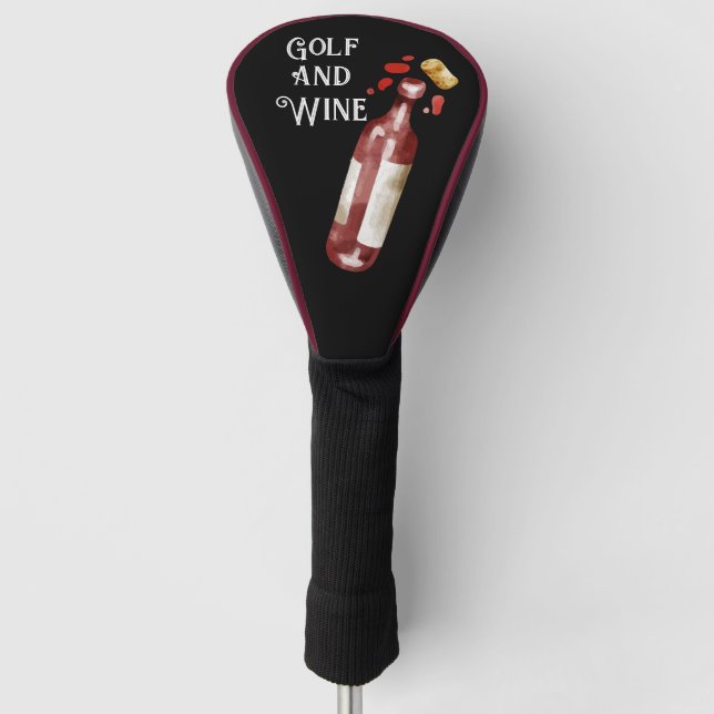 Golf and wine for golfer  golf head cover (Front)