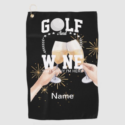 Golf and wine for golfer   golf towel