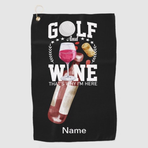 Golf and wine for golfer   golf towel