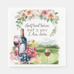 Golf and wine party for golfer napkins