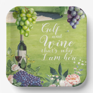 Golf and wine party for golfer  paper plates