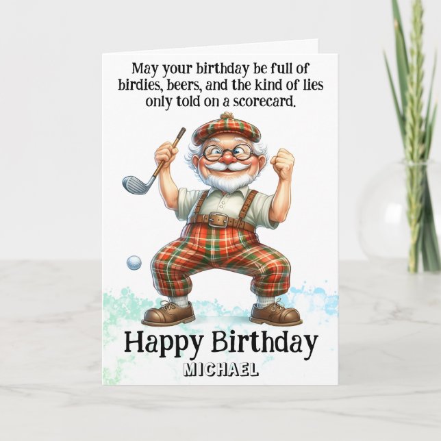 *~* Golf AP94 Senior Fun Humor Man Birthday Card (Front)