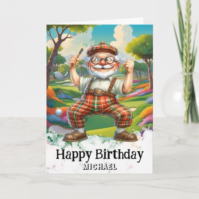 *~* Golf AP94 Senior Funny Humor Man Birthday Card (Front)
