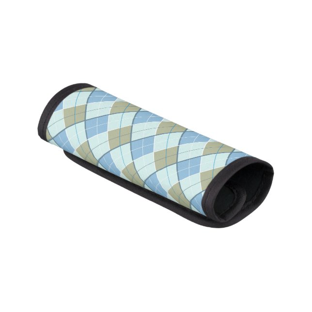 Golf Argyle pattern blue brown golf luggage wrap (Angled)