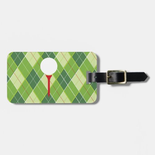 Golf Argyle pattern tee  golf ball luggage tag