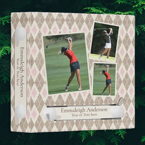 Golf Argyle Photo Collage 3 Ring Binder