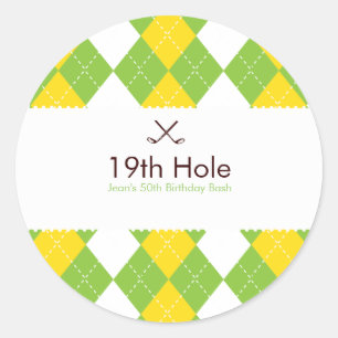 Golf Argyle Preppy Gift Label Sticker