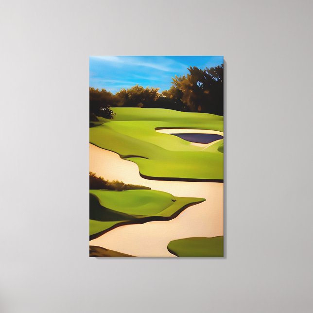 Golf Art Painting of Golf Golfing Golfer Fine Art Canvas Print (Front)