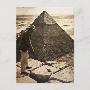 Golf at the Pyramid Sepia Toned Postcard