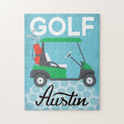 Golf Austin Texas - Retro Vintage Travel Jigsaw Puzzle