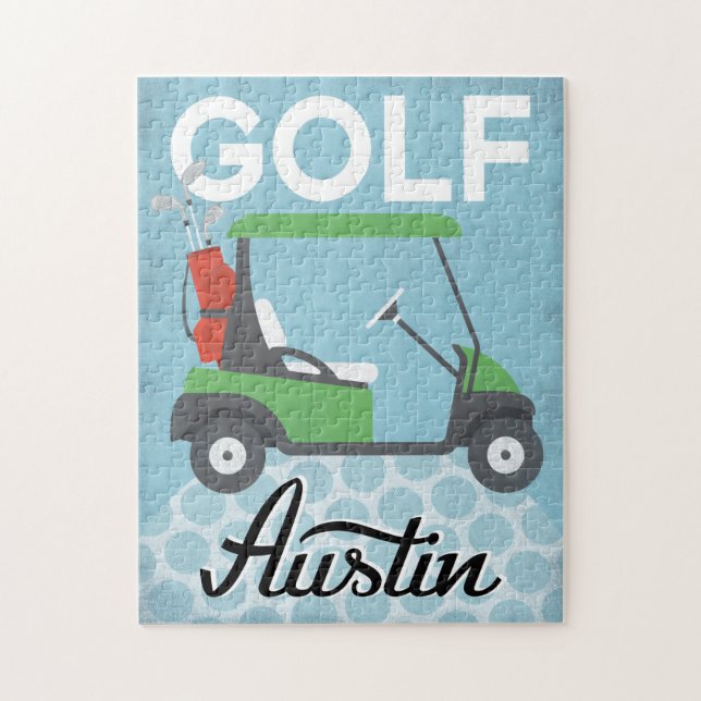 Golf Austin Texas - Retro Vintage Travel Jigsaw Puzzle (Vertical)