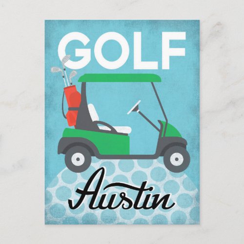 Golf Austin Texas - Retro Vintage Travel Postcard