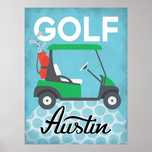 Golf Austin Texas - Retro Vintage Travel Poster