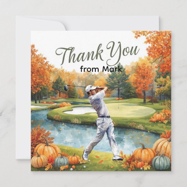 Golf Autumn Greeting thank you card for Autumn  (Front)
