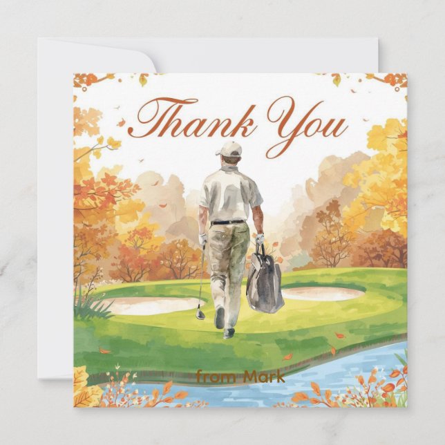 Golf Autumn Greeting thank you card for Autumn  (Front)