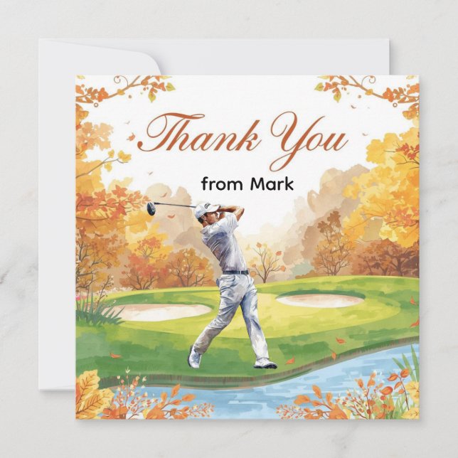 Golf Autumn Greeting thank you card for Autumn  (Front)