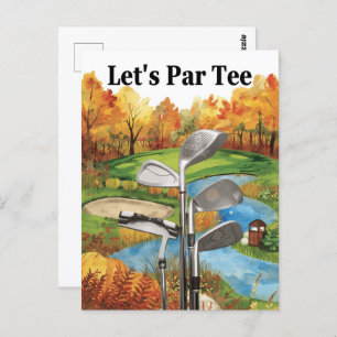 GOLF Autumn thanksgiving Party for golfer Postcard