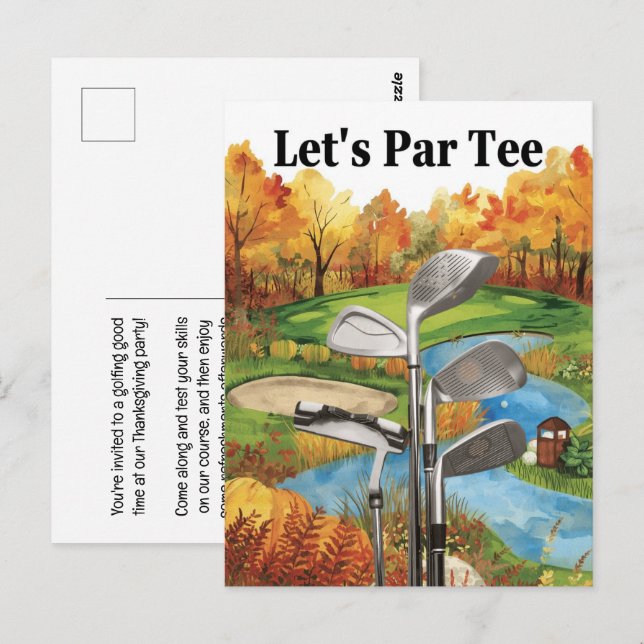 GOLF Autumn thanksgiving Party for golfer Postcard (Front/Back)