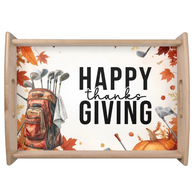 GOLF Autumn thanksgiving Party for golfer  Serving Tray (Front)