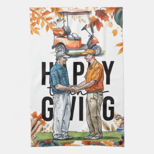 Golf Autumn themed golf course for golfer Kitchen Towel