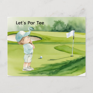 Golf Baby Boy Blue Golf Theme Baby Shower Postcard