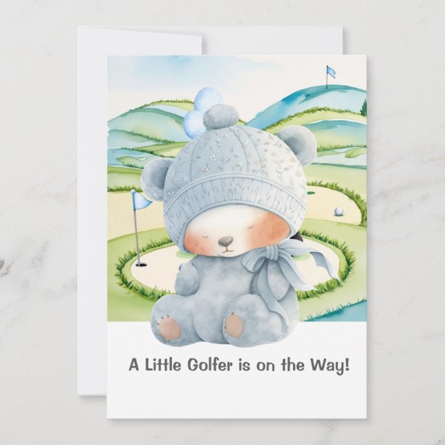 Golf Baby Boy Blue Themed  Invitation (Front)