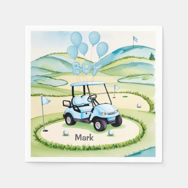 Golf Baby Boy Blue Themed  Napkins (Front)