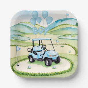 Golf Baby Boy Blue Themed Paper Plates