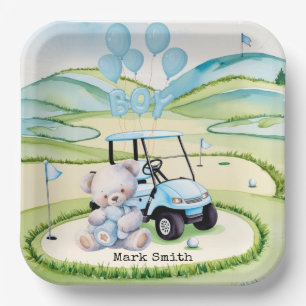 Golf Baby Boy Blue Themed Paper Plates