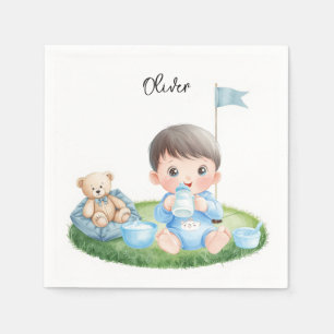 Golf Baby Boy on putting green Napkins