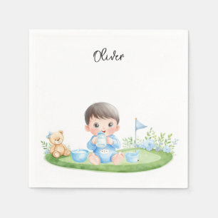 Golf Baby Boy on putting green Napkins