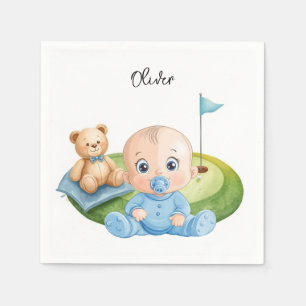 Golf Baby Boy on putting green Napkins