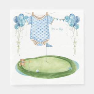 Golf Baby Boy on putting green Napkins