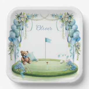 Golf Baby Boy on putting green Paper Plates