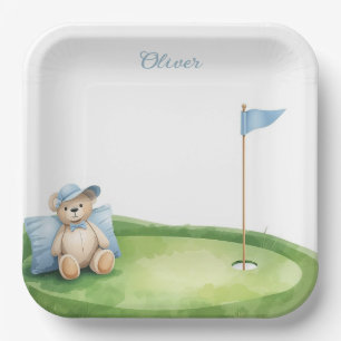 Golf Baby Boy on putting green Paper Plates