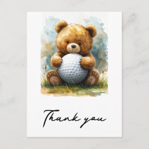 Golf Baby Boy Teddy bear holding golf ball Postcard
