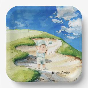 Golf baby Congratulation Birthday Baby Shower Boy Paper Plates